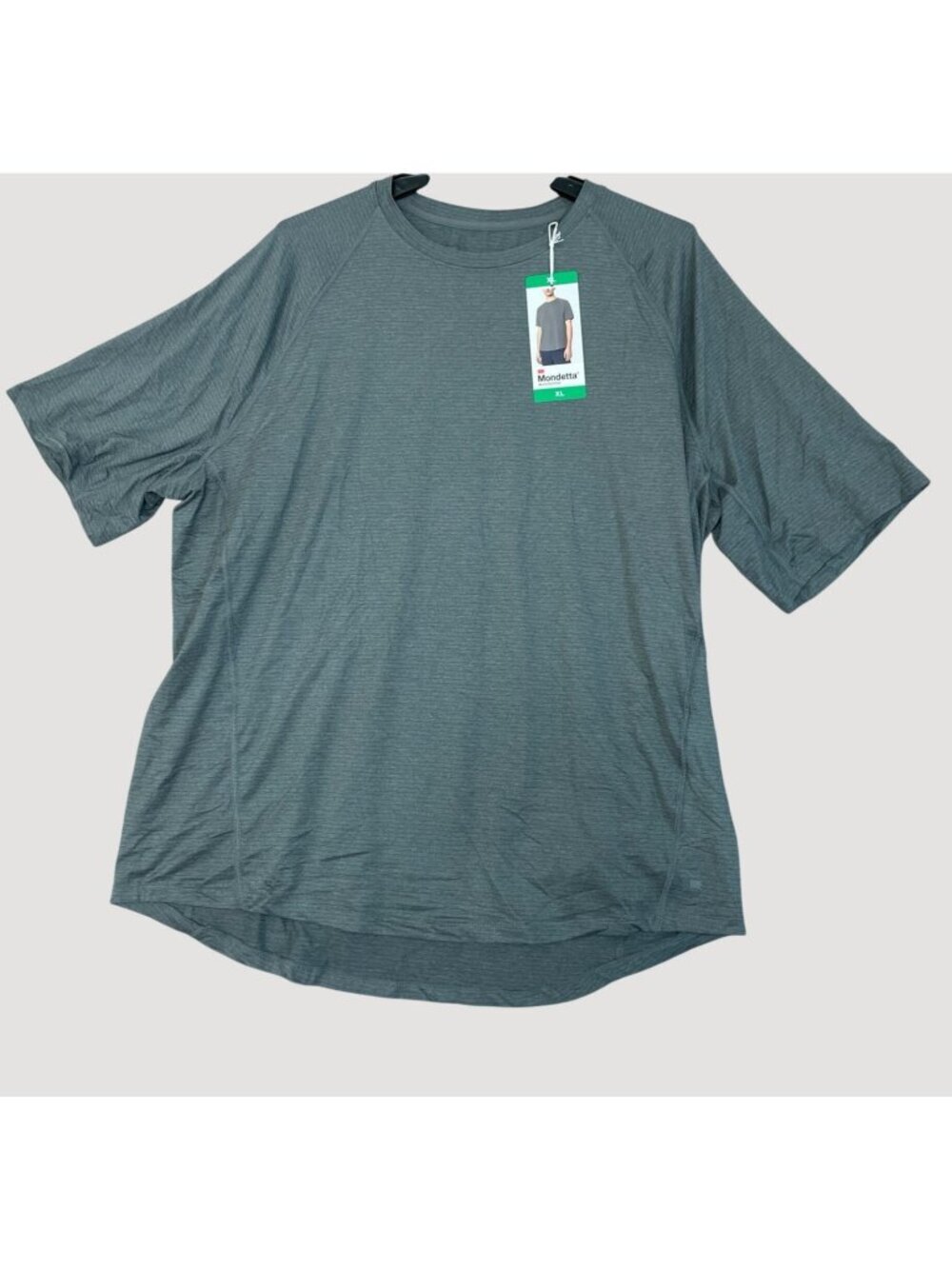 NWT Mondetta Men's XL Gray Active Stripe Tee Moisture Wicking